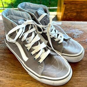 Vans Off The Wall Gray Hi Tops Men's Size 5 Women's 6.5 Skateboard Shoes Unisex